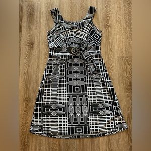 Susan Lawrence Black and White Patterned Dress Size Womens Large